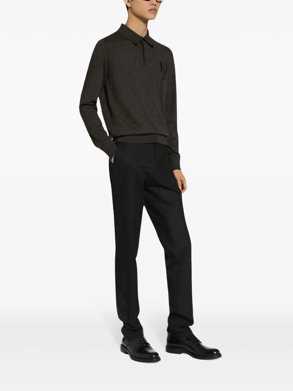 Dolce & Gabbana Kasjmier poloshirt met geborduurd logo Grijs
