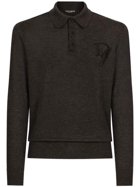 Dolce & Gabbana logo-embroidered cashmere polo shirt 