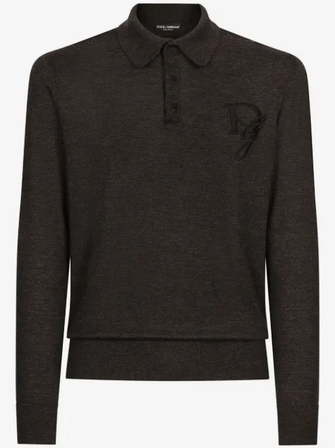 Dolce & Gabbana logo-embroidered cashmere polo shirt