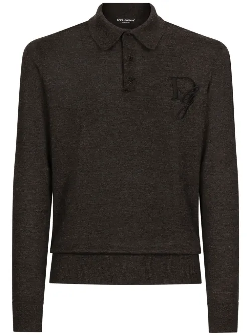 Polo en cachemire à logo brodé - Dolce & Gabbana - Modalova