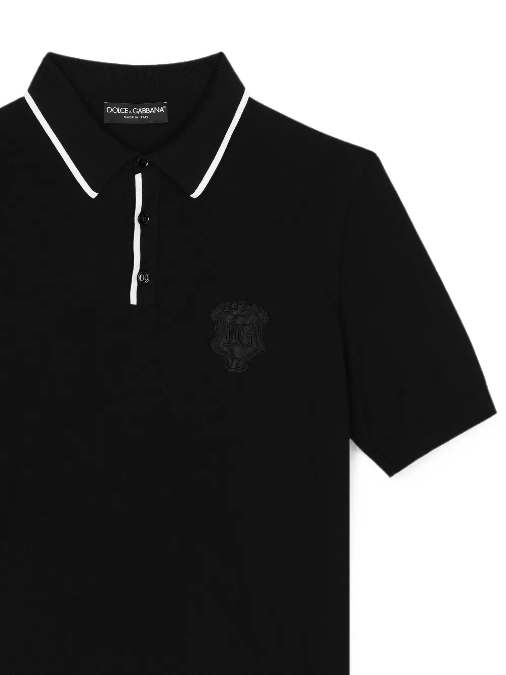 Dolce & Gabbana Katoenen poloshirt met geborduurd logo Zwart