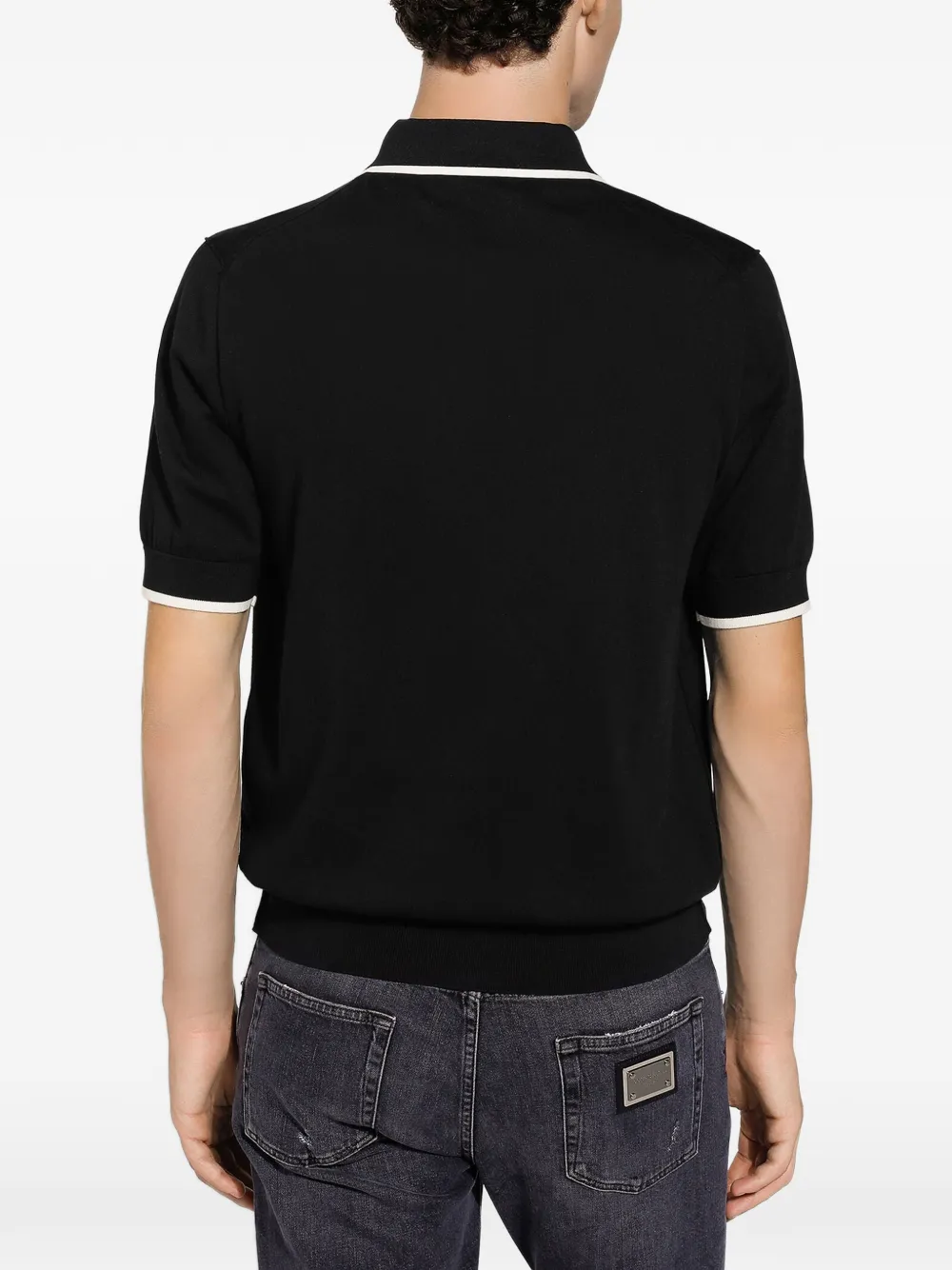 Dolce & Gabbana Katoenen poloshirt met geborduurd logo Zwart