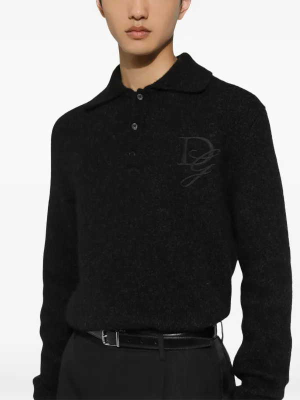 ドルチェ&ガッバーナ　ポロシャツ Mサイズ　コットン/ベルベット　グレー 長袖 Dolce & Gabbana ポロシャツ | グレー | FARFETCH JP