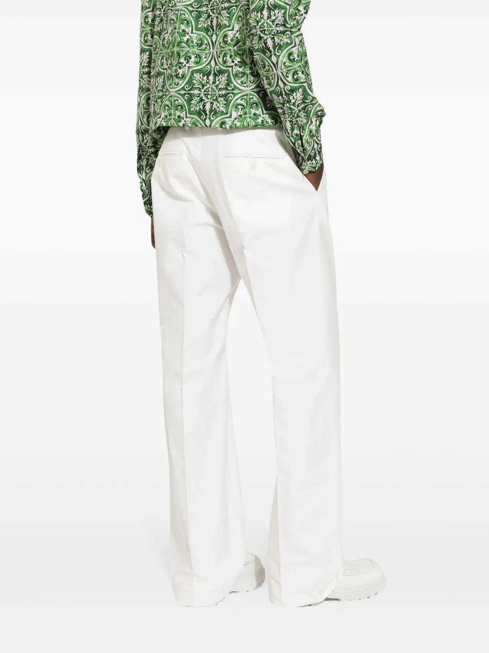 Shop Dolce & Gabbana Pressed-crease Straight-leg Trousers In White