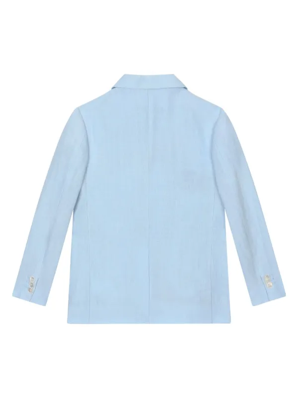 Dolce Gabbana Kids single-breasted Linen Blazer Blue