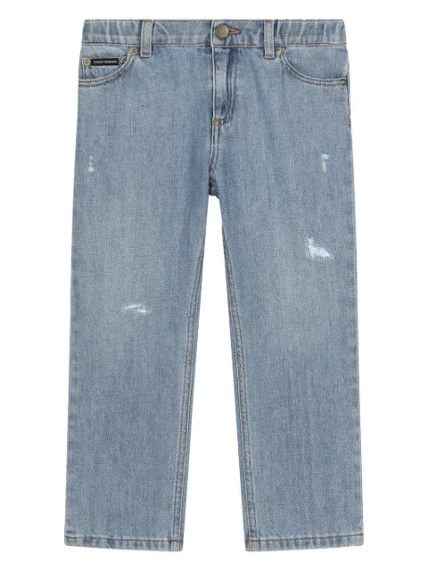 Dolce & Gabbana Kids logo-plaque distressed jeans