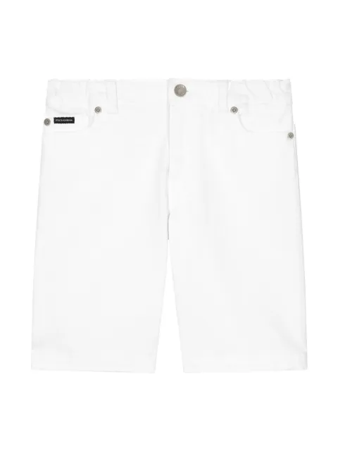 Dolce & Gabbana Kids Bermuda denim con placca logo