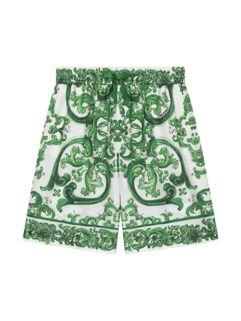 Dolce & Gabbana Kids Majolica-print silk drawstring shorts
