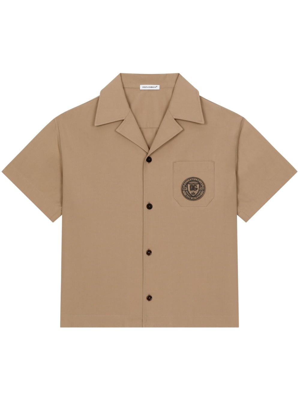 Dolce & Gabbana Kids' Dg Logo-embroidered Cotton Shirt In Brown