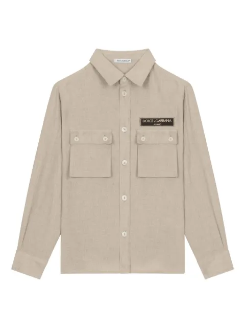 Dolce & Gabbana Kids logo-appliqué linen shirt