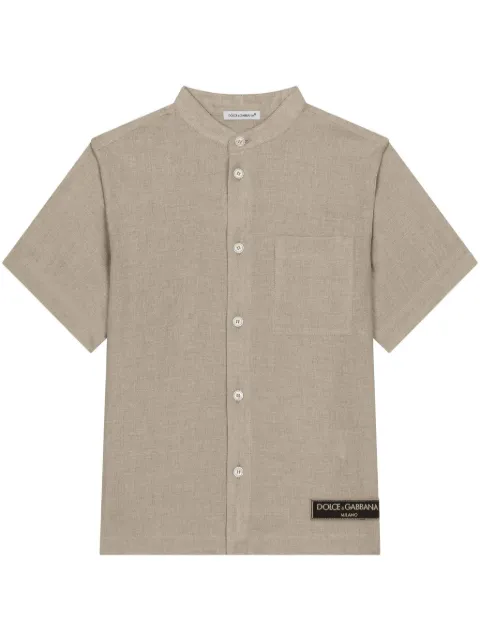 Dolce & Gabbana Kids logo-appliqué linen shirt