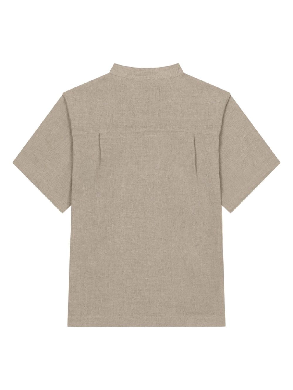 Shop Dolce & Gabbana Logo-appliqué Linen Shirt In Neutrals