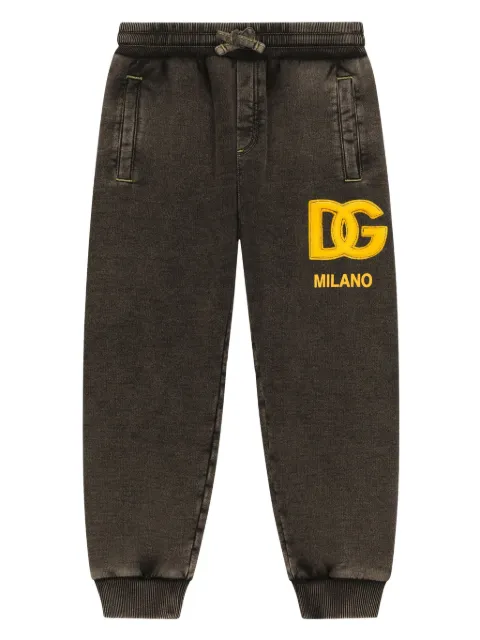 Dolce & Gabbana Kids 로고 패치 워싱 트랙팬츠