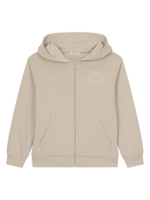 Dolce & Gabbana Kids logo-appliqué zipped cotton hoodie