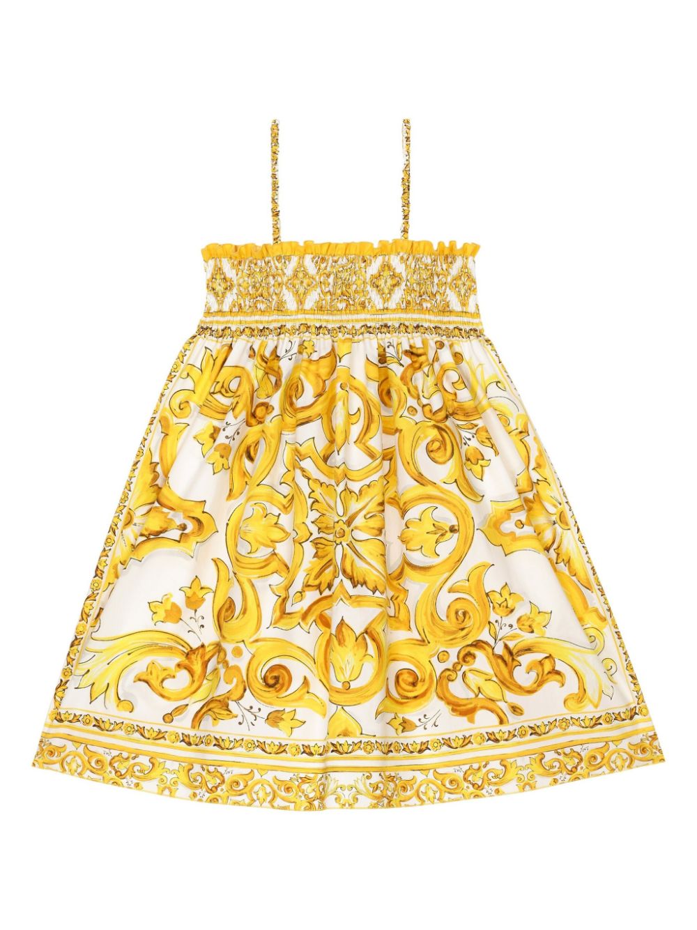 Dolce & Gabbana Kids' Majolica Thin-strap Dress In Yellow