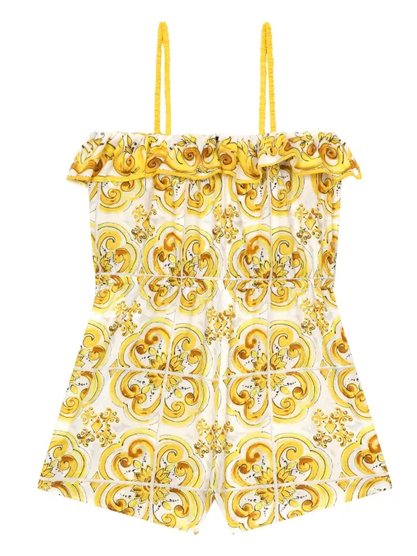 Dolce Gabbana Kids Majolica Print Jumpsuit Yellow FARFETCH AE