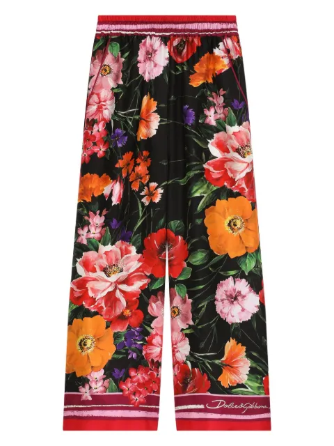 Dolce & Gabbana Kids floral-print silk trousers 