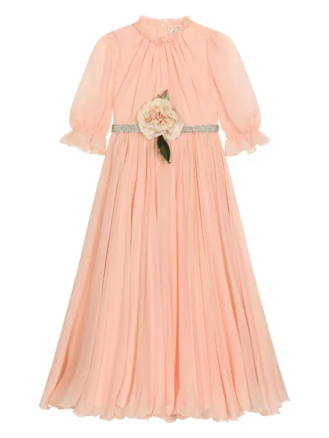 Dolce & Gabbana Kids chiffon 3D floral dress