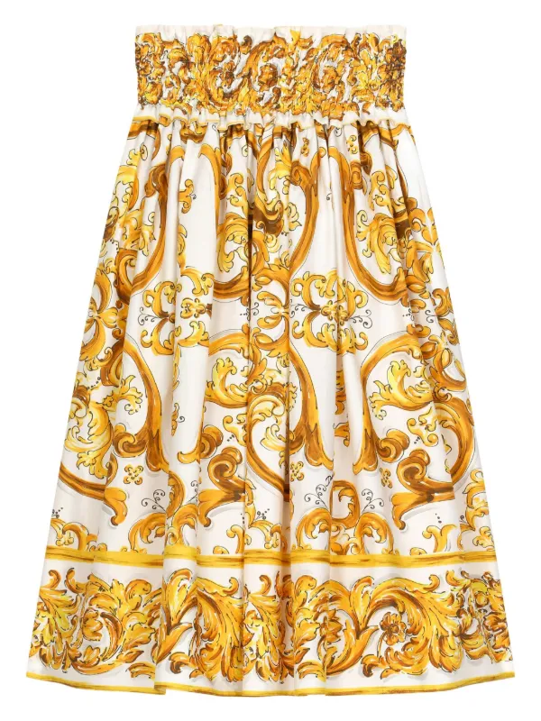 Dolce & Gabbana Kids マジョリカプリント スカート | イエロー