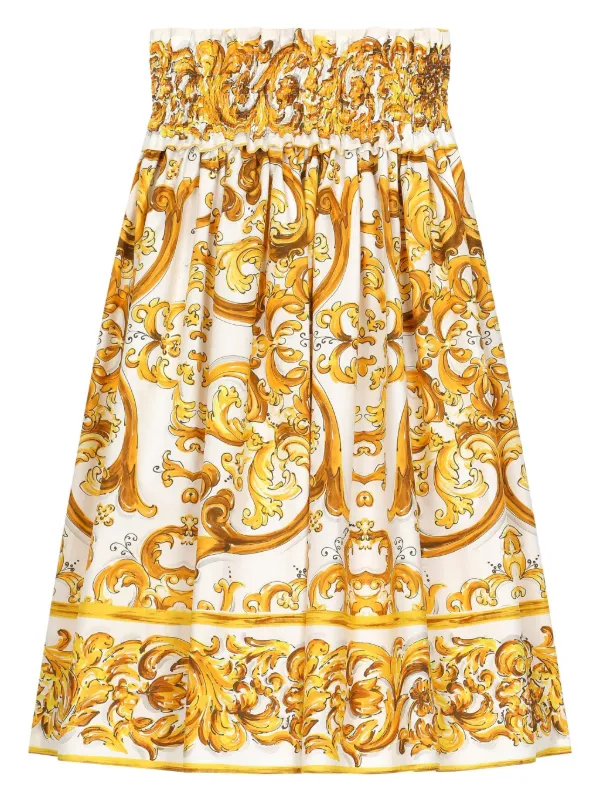 Dolce & Gabbana Kids マジョリカプリント スカート | イエロー