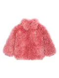 Dolce & Gabbana Kids DG-logo faux-fur coat - Pink