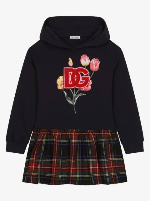 Dolce & Gabbana Kids vestido con motivo de cuadros tartán
