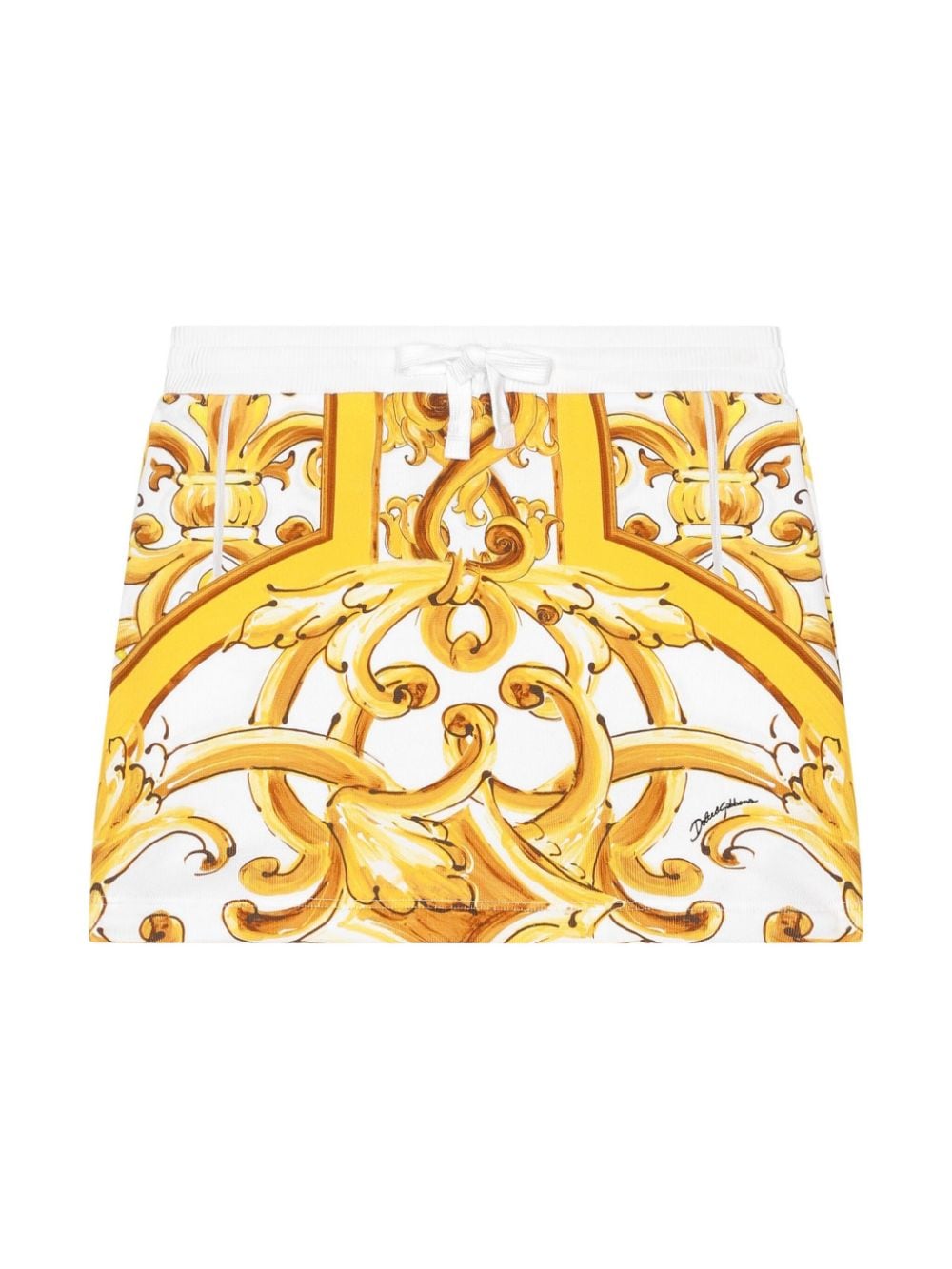 Dolce & Gabbana Kids' Majolica-print Cotton Skirt In Gold