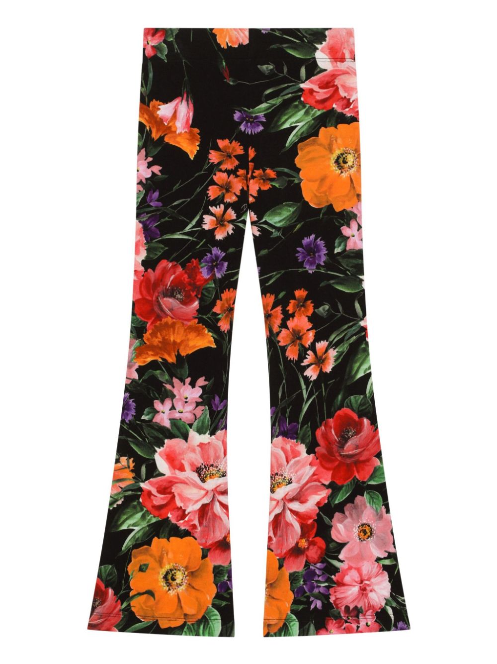 Dolce & Gabbana Kids floral-print flared pants - Black