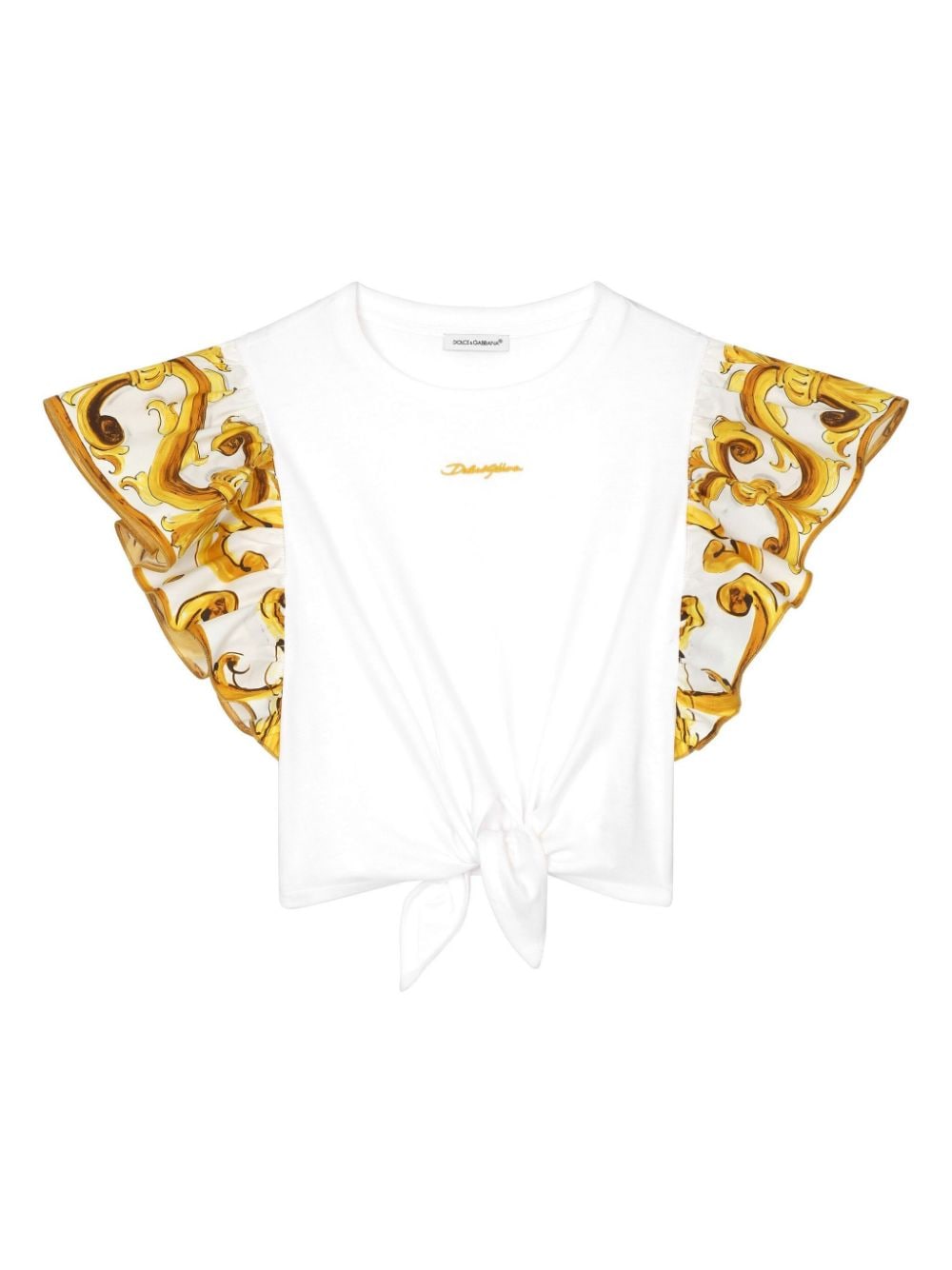 Dolce & Gabbana Kids' Sleeve-printed T-shirt In White