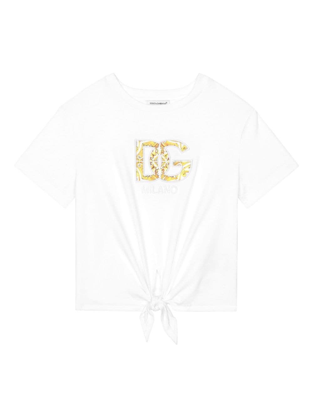 Dolce & Gabbana Kids' Logo Embroidered Cotton T-shirt In White
