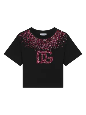 Dolce & Gabbana Kids DG-rhinestone Cotton T-shirt | Black