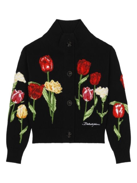 Dolce & Gabbana Kids cárdigan con tulipán bordado