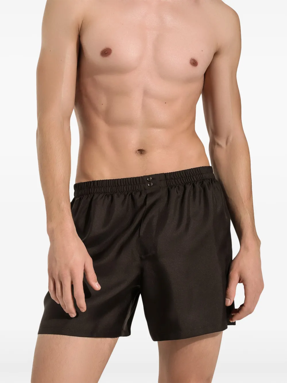 Dolce & Gabbana Zijden shorts met logo-applicatie Bruin