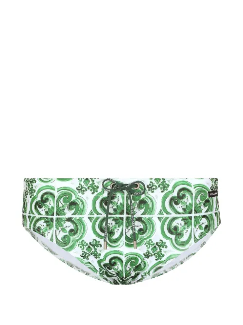 Slip de bain à imprimé Majolica - Dolce & Gabbana - Modalova