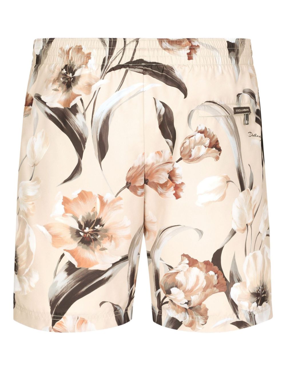 Shop Dolce & Gabbana Floral-print Swim Shorts In Neutrals