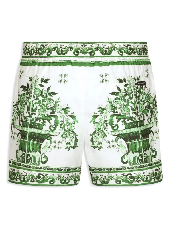 Dolce & Gabbana Majolica-print Swim Shorts | White | FARFETCH