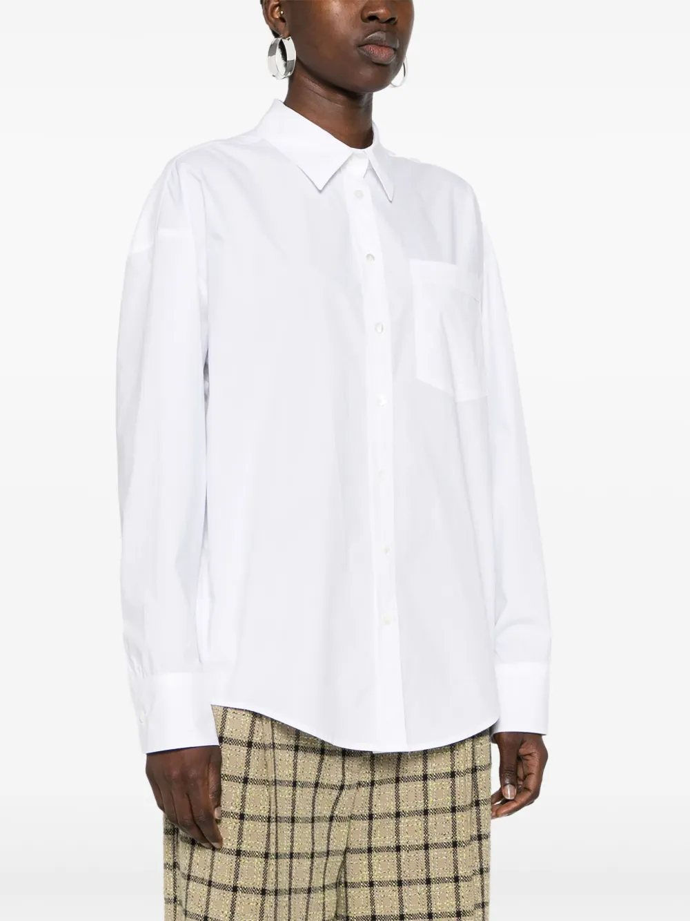 P.A.R.O.S.H. Popeline blouse met klassieke kraag Wit