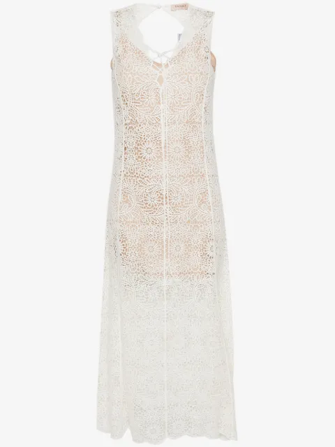 TWINSET midi semi-sheer crochet dress 