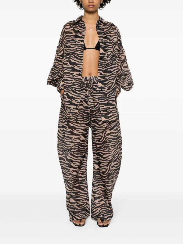 VIP【関税送料無料】希少 The Attico Zebra Print Caftan The Attico zebra-print Cotton Shirt | Brown | FARFETCH