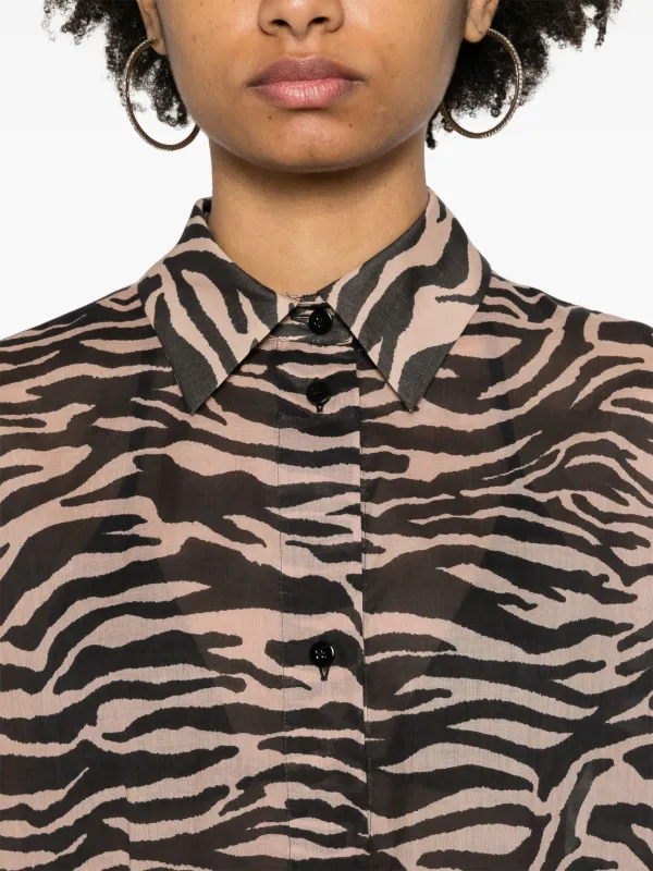 VIP【関税送料無料】希少 THE ATTICO ZEBRA PRINT T-SHIRT The Attico zebra-print Cotton Shirt | Brown | FARFETCH
