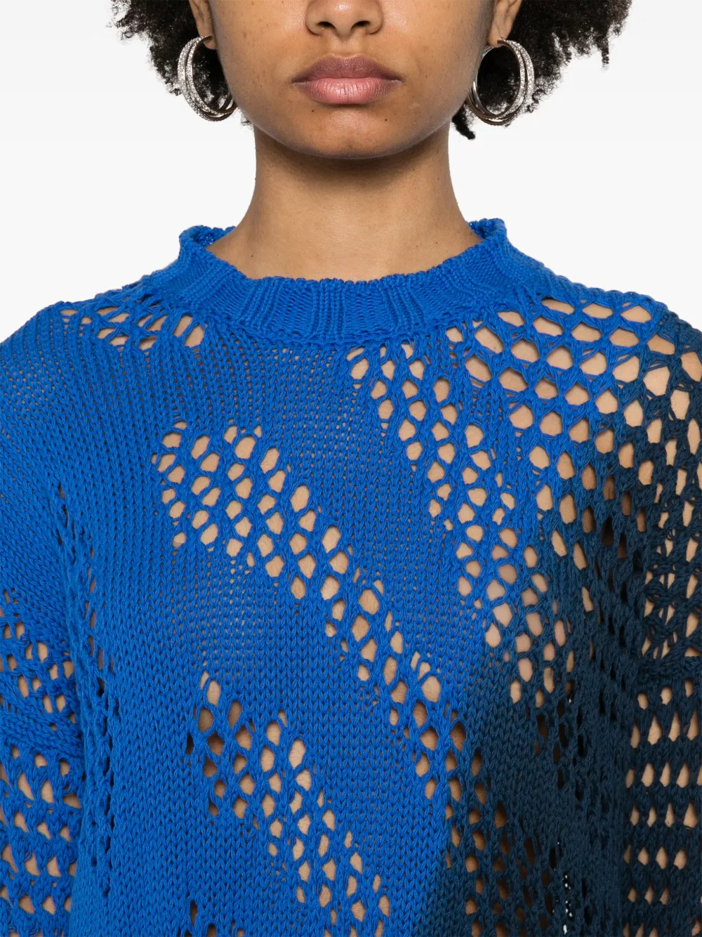 Shop Attico Colourblock Open-knit Jumper In Blue