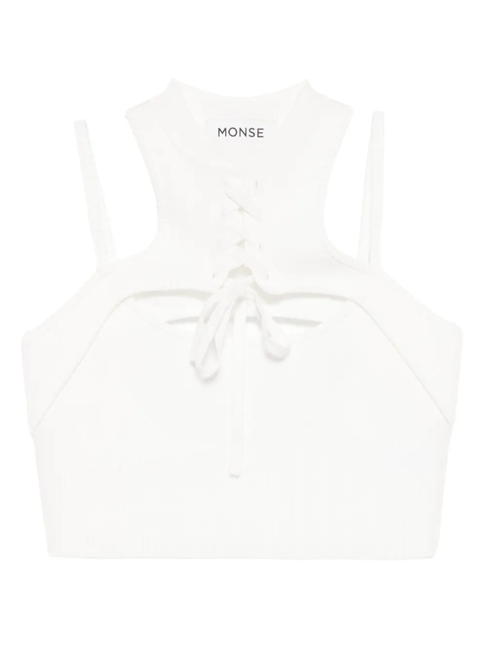 Monse halter-neck knit cropped top Beige