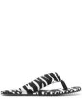 The Attico zebra-print slides - White