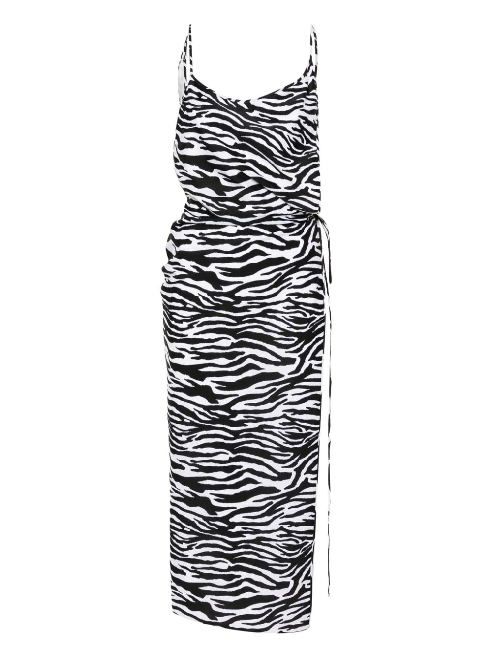 Shop Attico Zebra-print Beach Dress In Black