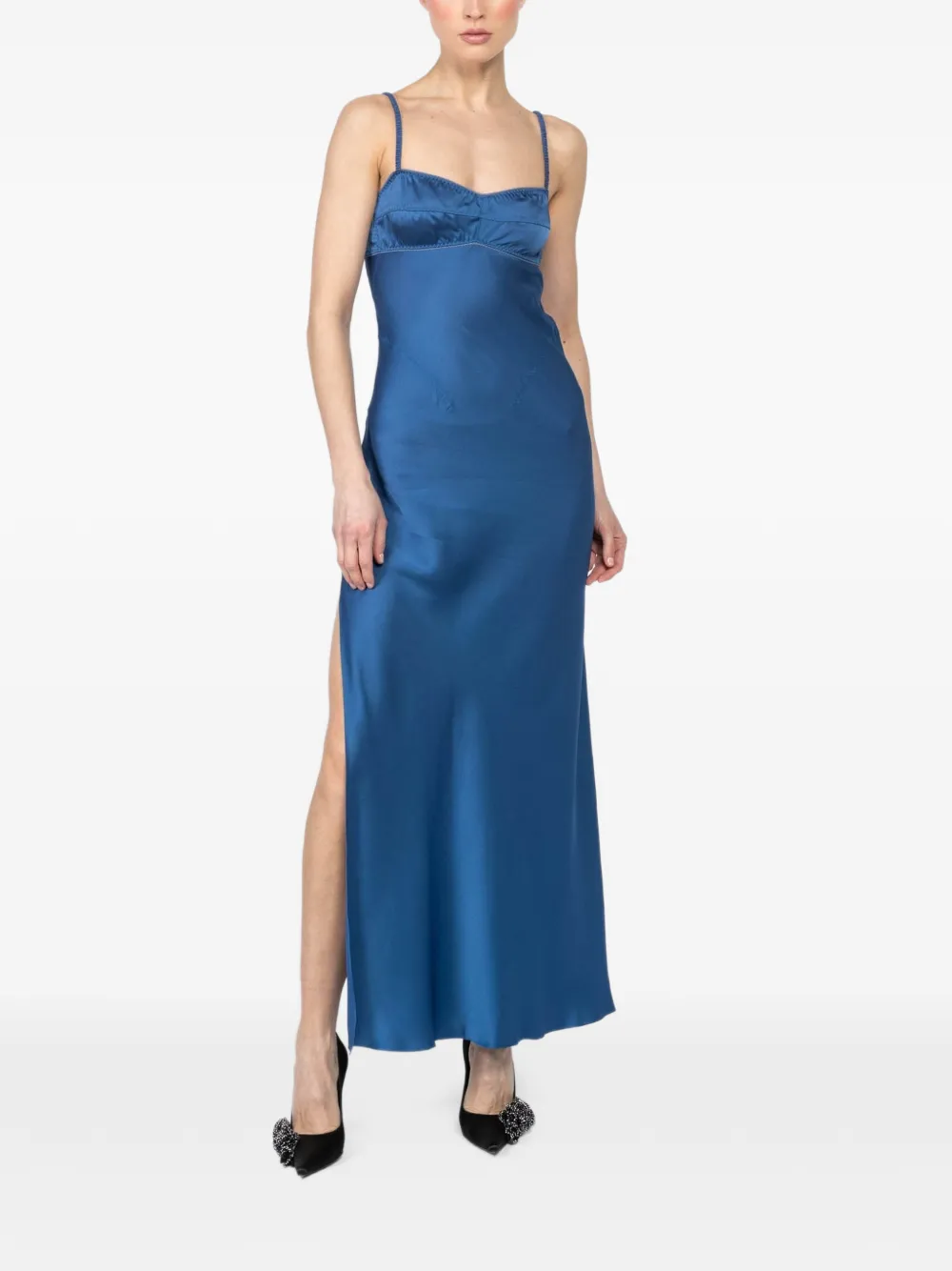 Anna October Georgina open-back slit maxi dress - Blauw