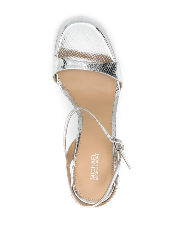 Michael Michael Kors Amara 130mm Leather Platform Sandals Silver FARFETCH UK