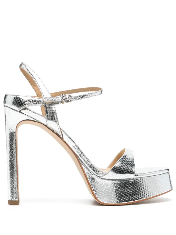 Michael Michael Kors Amara 130mm Leather Platform Sandals Silver FARFETCH UK