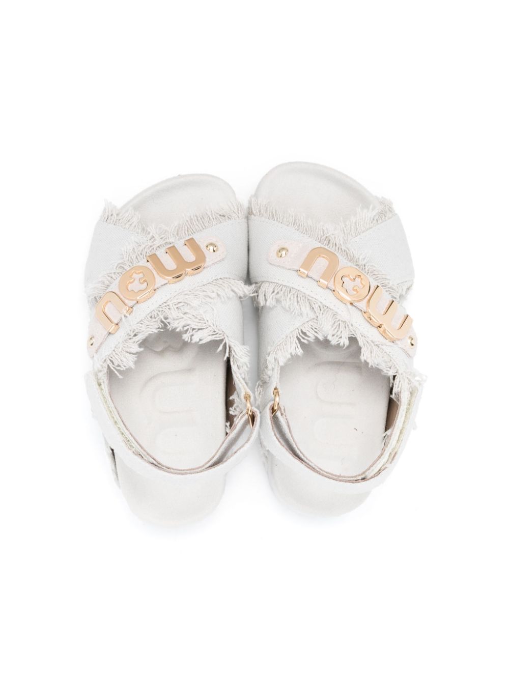 Mou Kids Canvas sandalen met logo Grijs