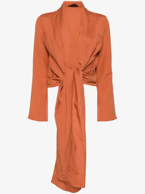 VOZ long-sleeved wrap-design blouse 