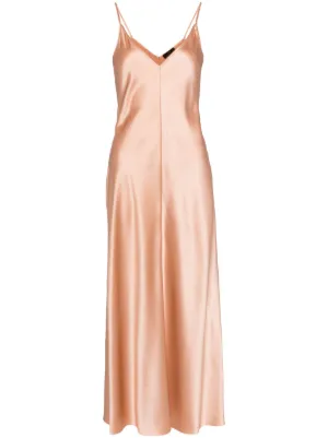 VOZ Satin V-neck Slip Dress | Gold | FARFETCH JO